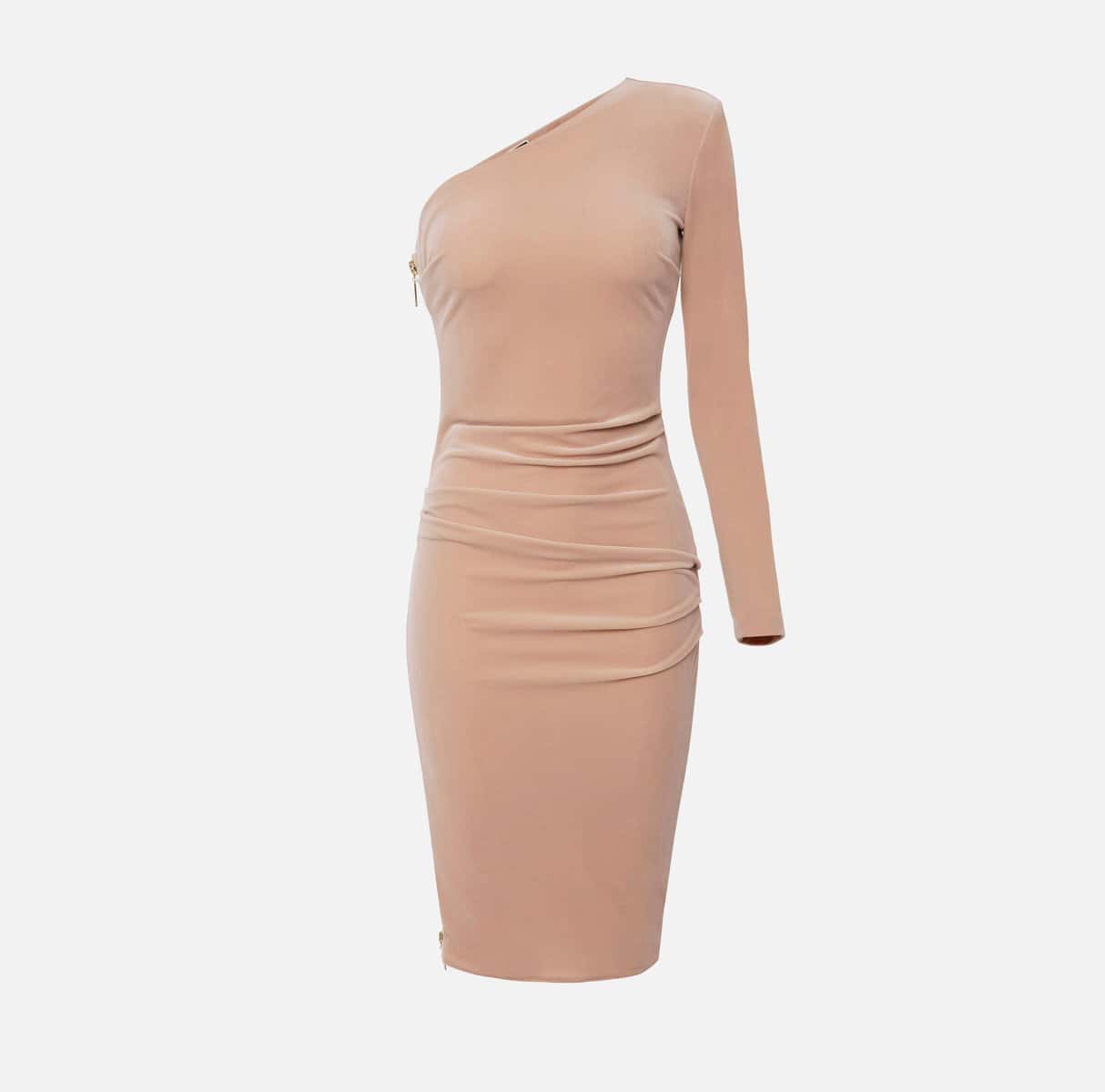 One-shoulder dress in velvet fabric - Image 1